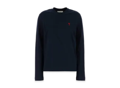 AMI PARIS Women's Cotton Long Sleeve Tee "Midnight Blue"