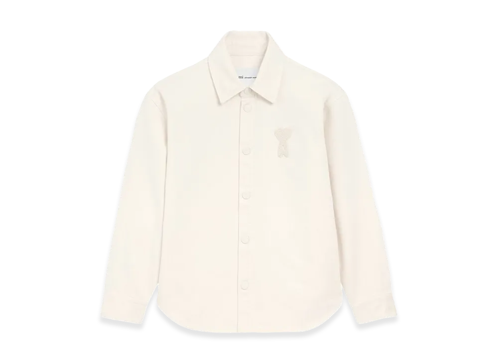 AMI PARIS Women's Overshirt With Knitted Ami De Coeur "White"