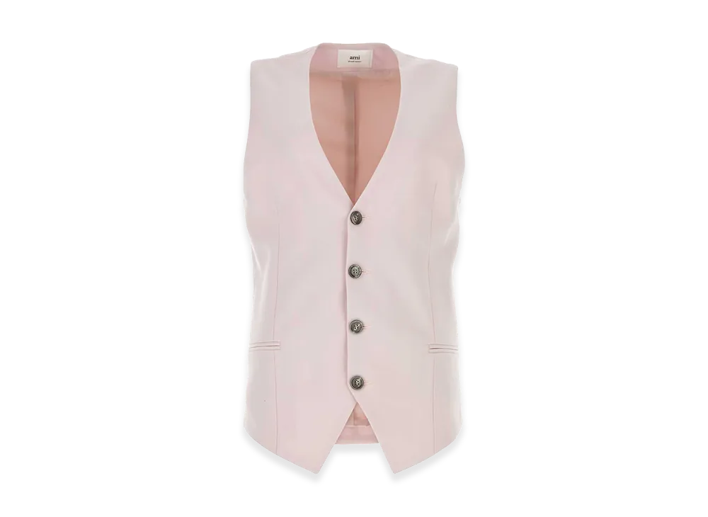 AMI PARIS Women's Wool Vest "Pink"