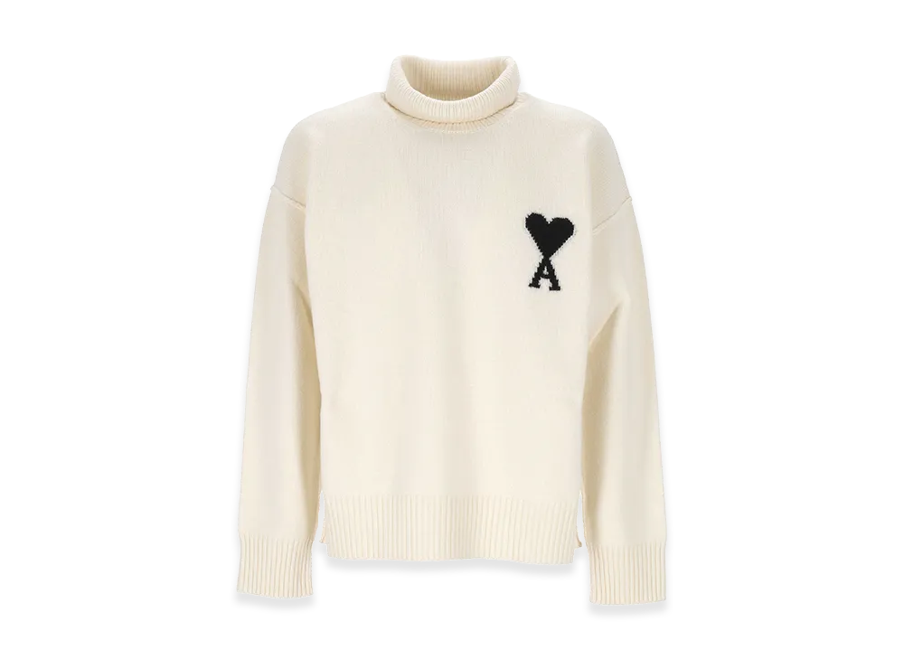 AMI PARIS Women's Ami De Coeur Turtleneck Sweater "White"