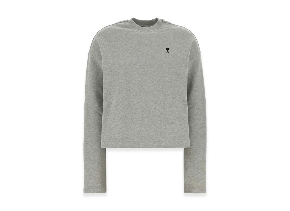 AMI PARIS Women's Ami De Coeur Cropped Sweatshirt "Gray"