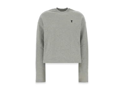 AMI PARIS Women's Ami De Coeur Cropped Sweatshirt "Gray"