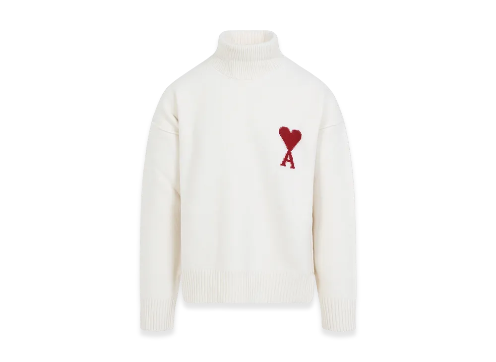 AMI PARIS Women's Ami De Coeur Turtleneck Sweater "White"