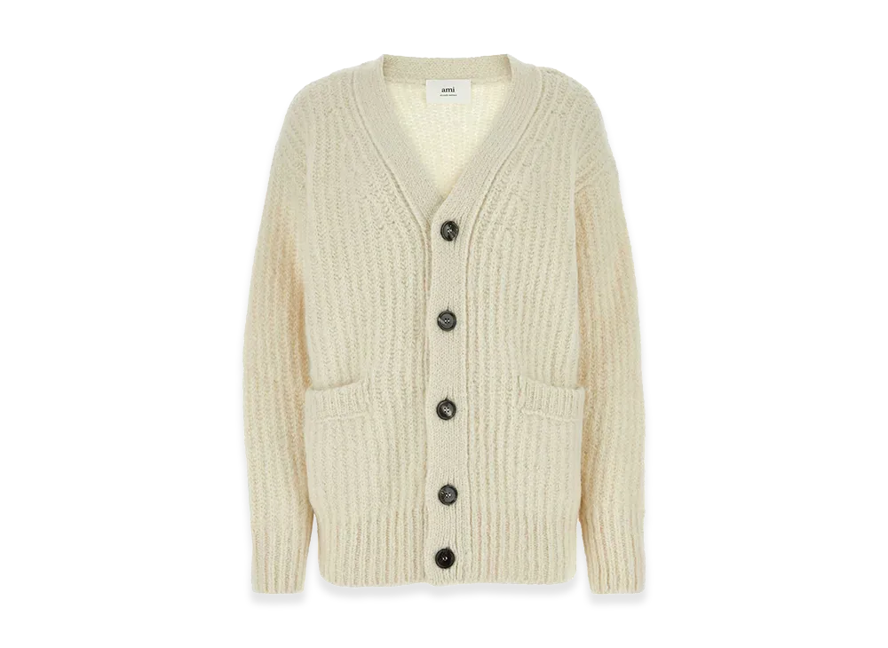 AMI PARIS Women's Alpaca Blend Cardigan "Ivory"
