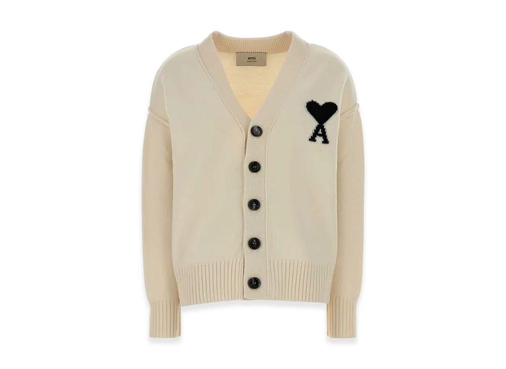 AMI PARIS Women's Wool Cardigan "Ivory"