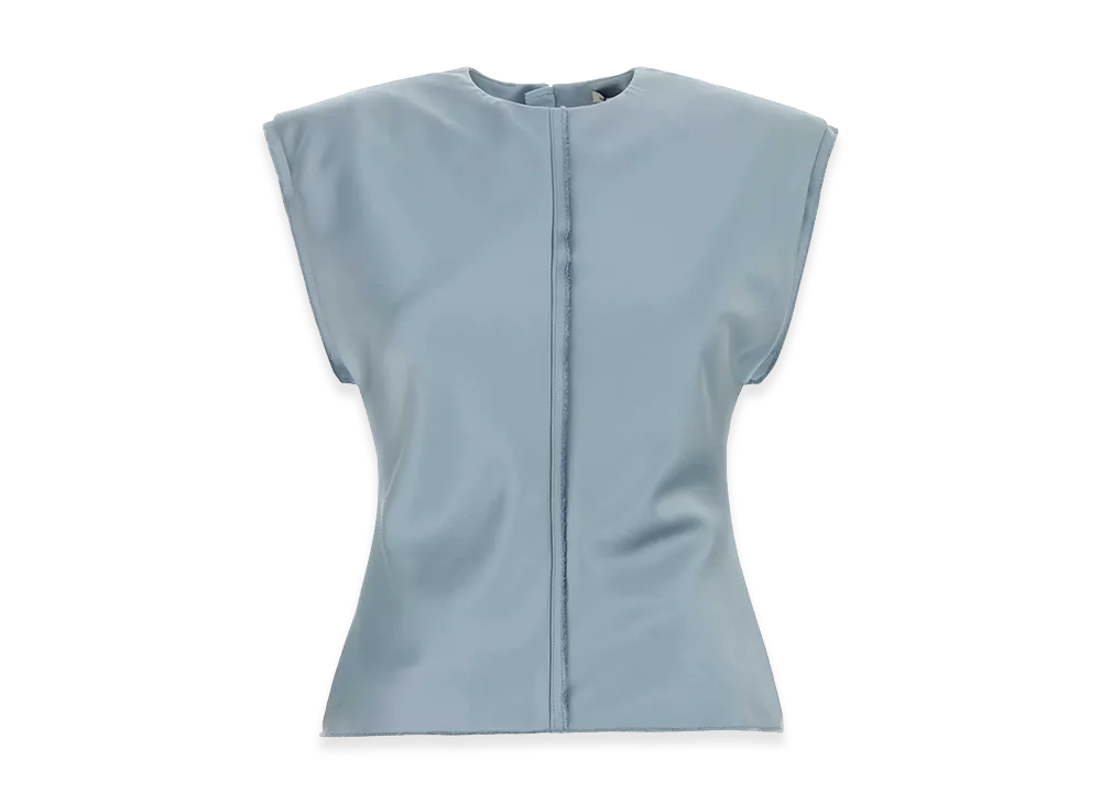 AMI PARIS Women's Stretch Satin Top "Light Blue"