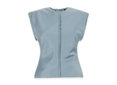 AMI PARIS Women's Stretch Satin Top "Light Blue"