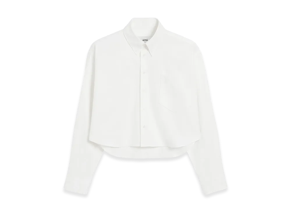 AMI PARIS Women's Oversized Cropped Shirt "White"