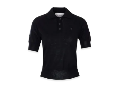 AMI PARIS Women's Short-Sleeved Wool Polo Shirt "Black"
