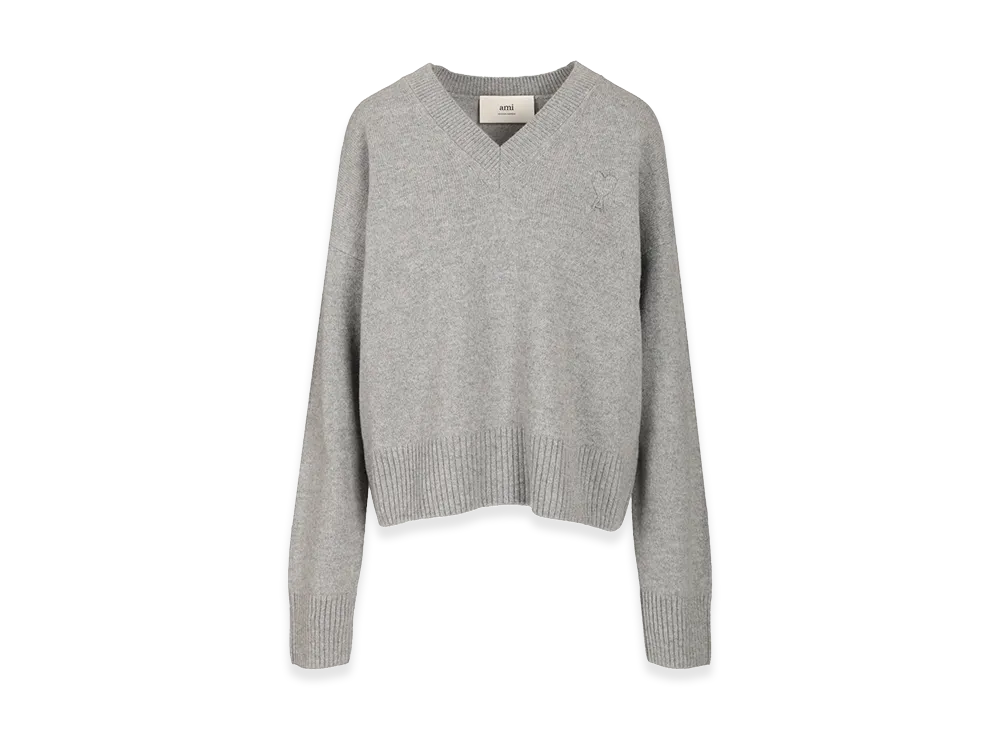 AMI PARIS Women's V-Neck Sweater "Gray"
