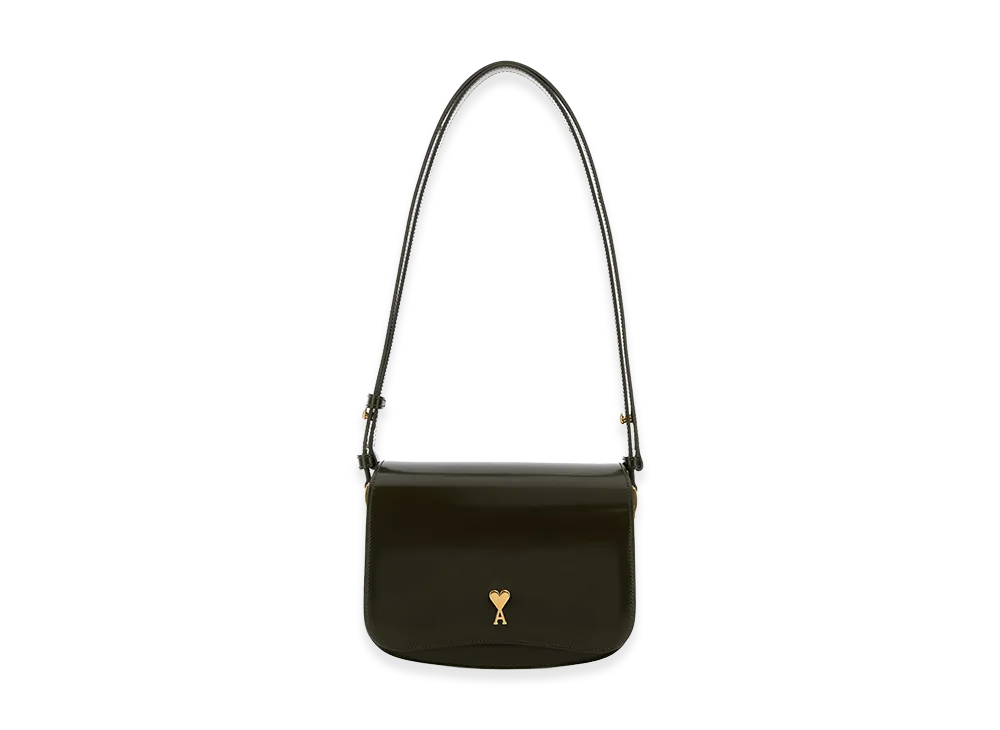 AMI PARIS Leather Paris Paris Crossbody Bag "Olive Green"