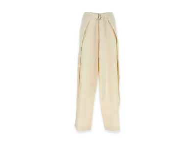 AMI PARIS Women's Viscose Blend Wide-Leg Pant "Ivory"