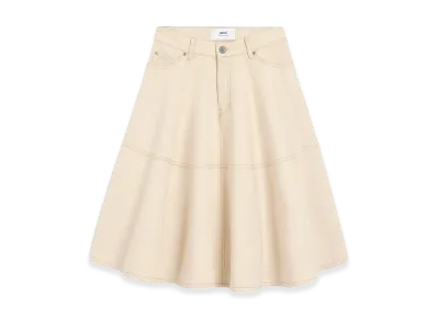 AMI PARIS Women's Melange Denim Skirt "Ivory"