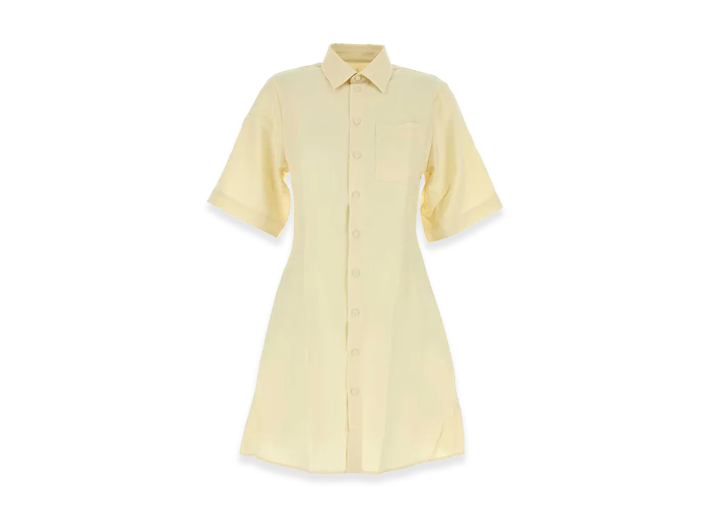 AMI PARIS Women's Wool Shirt Dress "Pastel Yellow"
