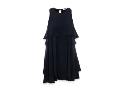 AMI PARIS Women's Short Sleeveless Dress With Ruffles "Black"