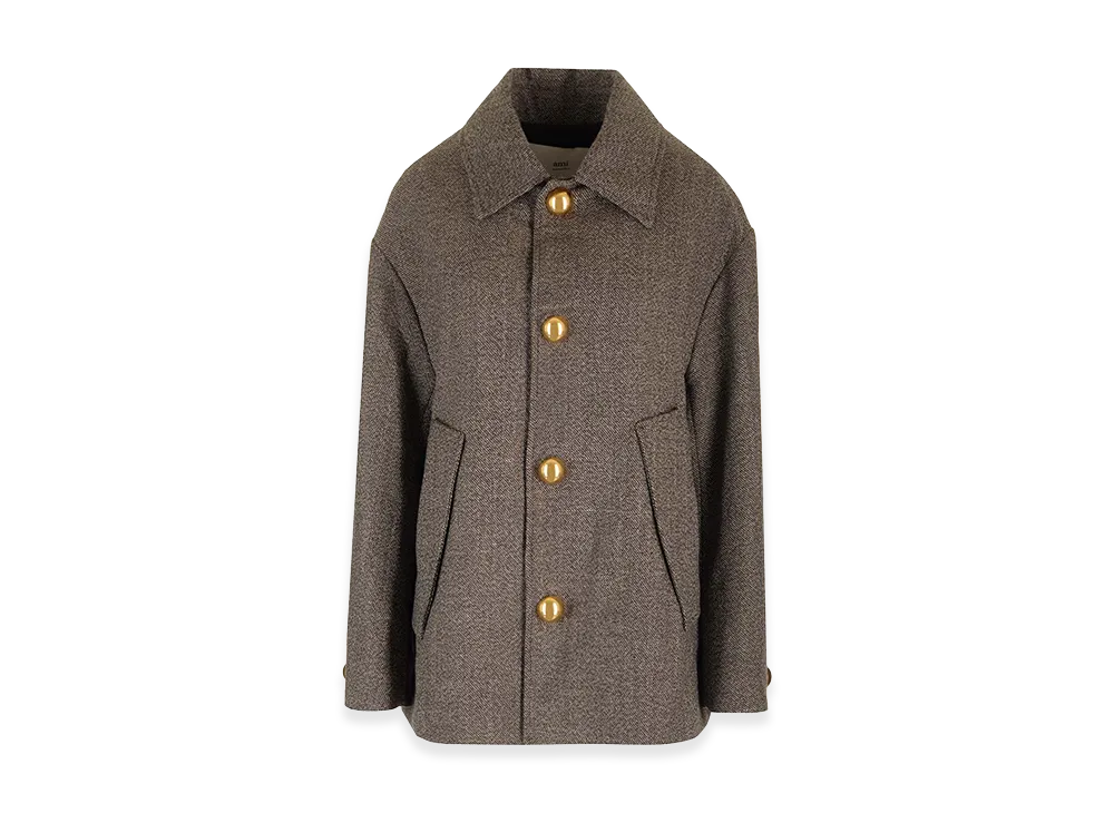 AMI PARIS Women's Wool And Cotton Caban "Brown"