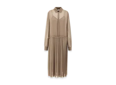 AMI PARIS Women's 'Pleated Midi' Dress "Beige"