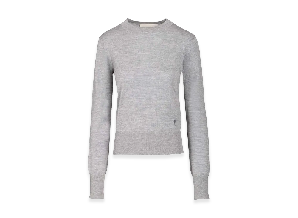 AMI PARIS Women's Crew Neck Sweater In Wool And Silk "Gray"