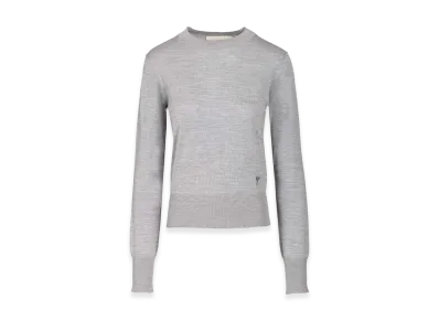 AMI PARIS Women's Crew Neck Sweater In Wool And Silk "Gray"