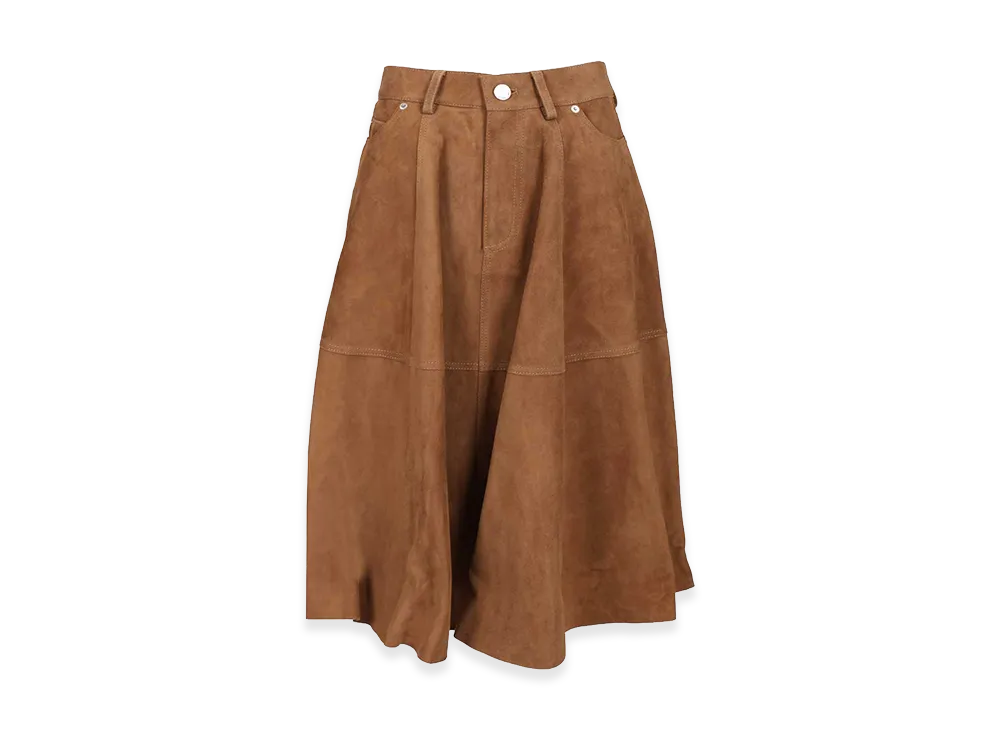 AMI PARIS Women's Suede Skirt "Brown"