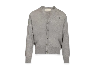AMI PARIS V-Neck Wool Cardigan "Gray"