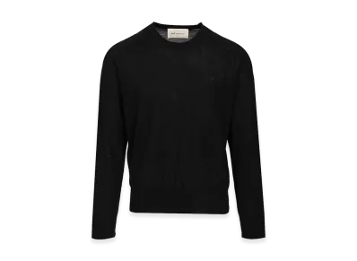 AMI PARIS Quota -Crewneck Sweater With Contrasted Ami De Coeur Exrafine Merino Wool "Black"