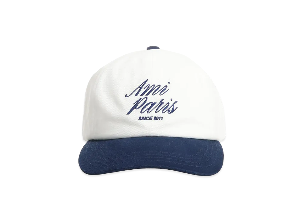 AMI PARIS Bicolor Cap Cotton Gabardine "White"