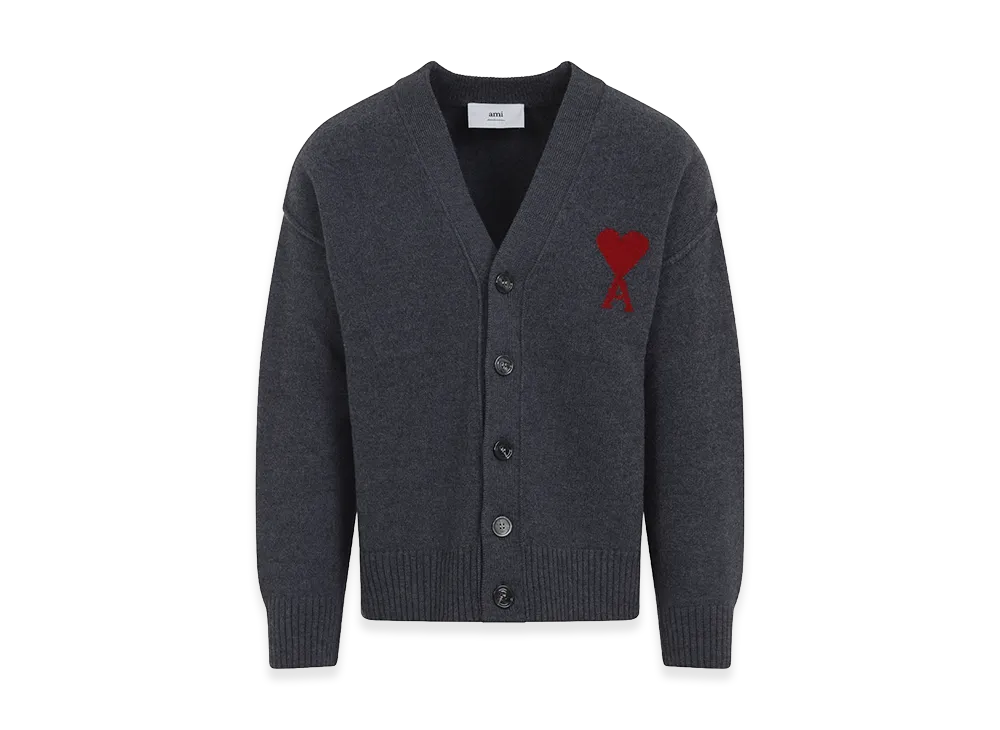 AMI PARIS 'Ami De Coeur' Cardigan "Gray"