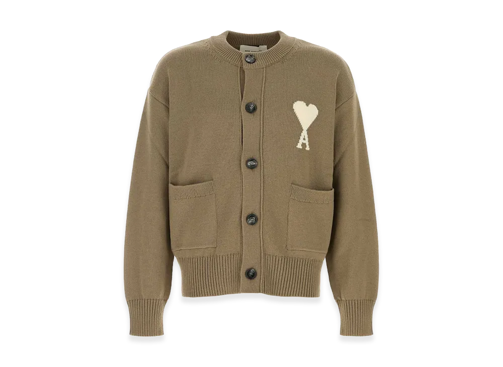 AMI PARIS Wool Blend Cardigan "Cappuccino/Beige"