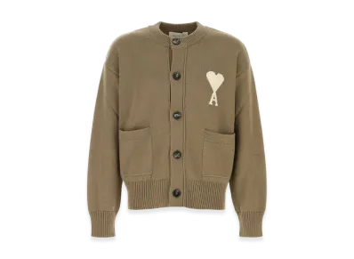 AMI PARIS Wool Blend Cardigan "Cappuccino/Beige"