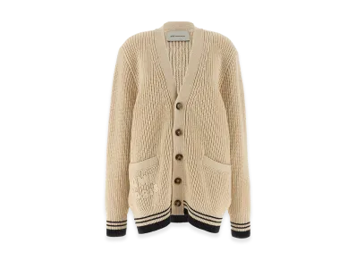 AMI PARIS Wool Cardigan With Logo "Beige"