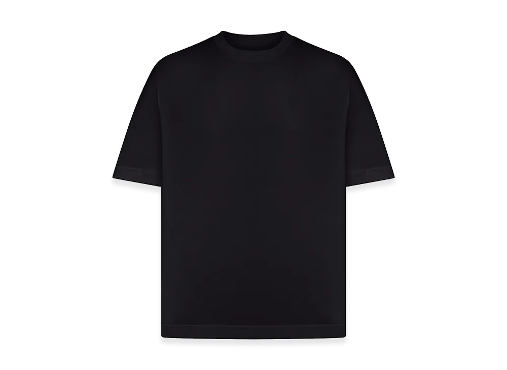 AMI PARIS Crew Neck Cotton T-Shirt with De Coeur Logo "Black"