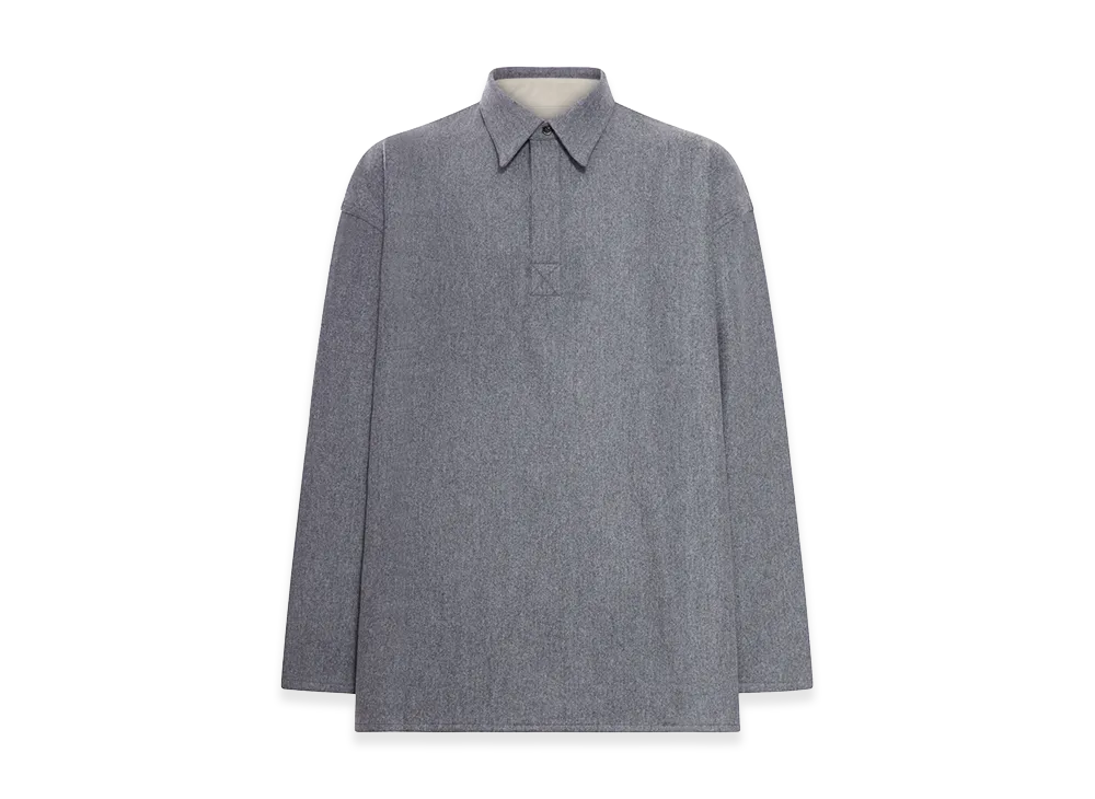 AMI PARIS Long-Sleeved Wool Polo Shirt "Gray"