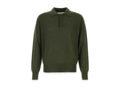 AMI PARIS Wool Blend Polo Shirt "Green"