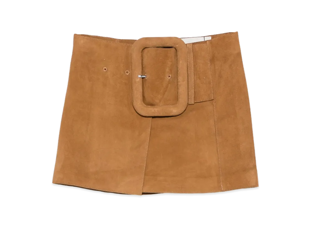 AMI PARIS Women's Suede Mini Skirt "Brown"