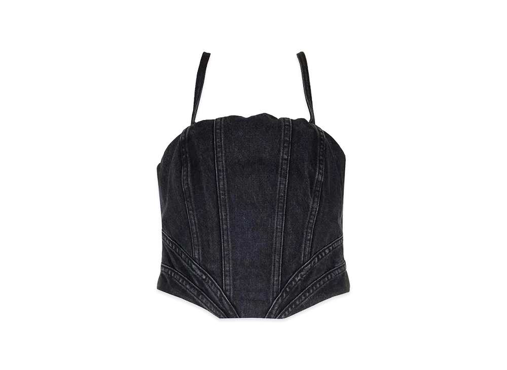 AMI PARIS Women's Faded Denim Corset "Black"