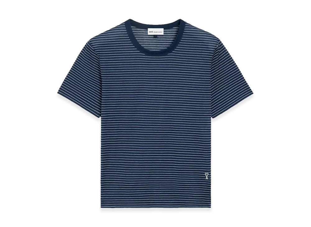 AMI PARIS Ami De Cur Striped T-Shirt "Blue"
