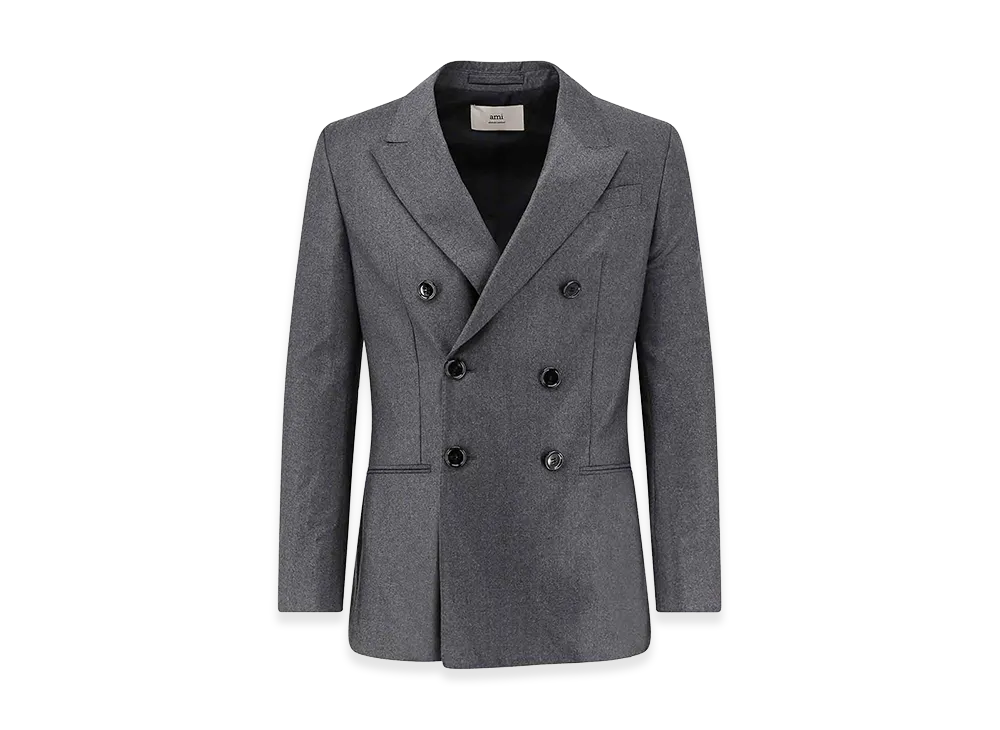 AMI PARIS Double-Breasted Blazer in Virgin Wool "Gray"