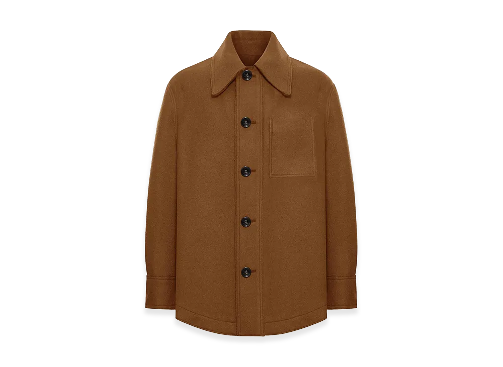 AMI PARIS Wool Gabardine Overshirt "Brown"