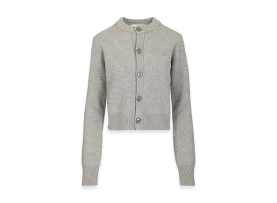 AMI PARIS Women's Crew Neck Cardigan "Gray"