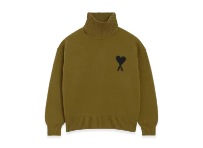 AMI PARIS Pull Col Cheminee De Coeur "Dark Green"