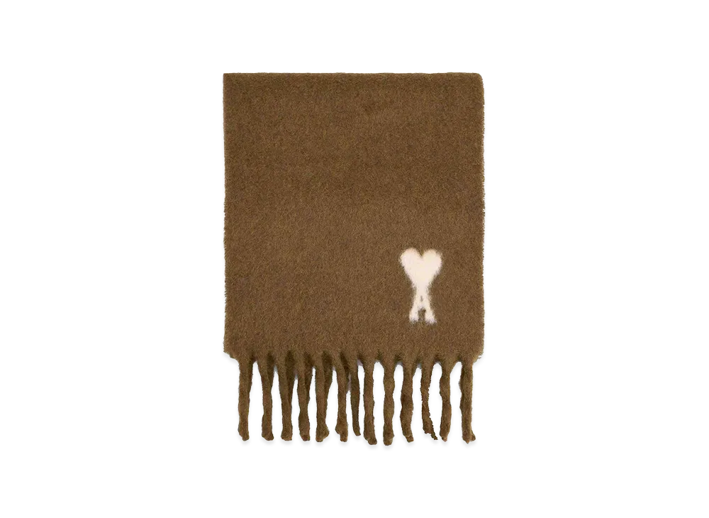 AMI PARIS Scarf Embroidered ADC Logo "Brown"