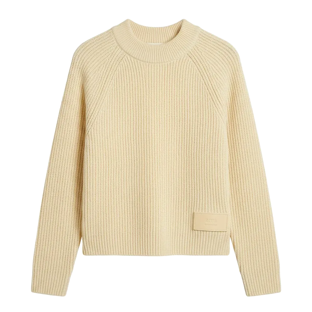 AMI PARIS Women's AMI Label Sweater "Ivory"