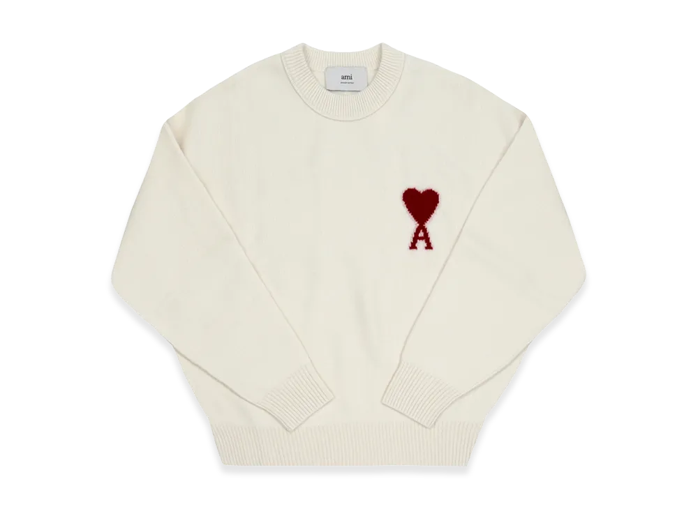 AMI PARIS De Coeur Crew Neck Sweater "White/Red"