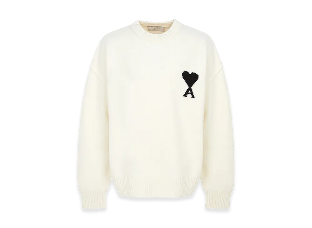 AMI PARIS De Coeur Crew Neck Sweater "White/Black"