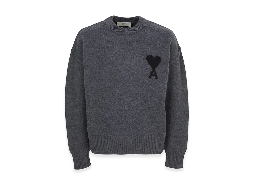 AMI PARIS De Coeur Crew Neck Sweater "Gray/Black"