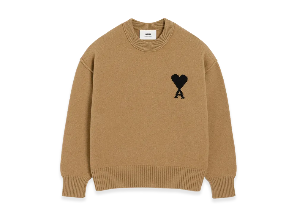 AMI PARIS De Coeur Crew Neck Sweater "Beige/Black"