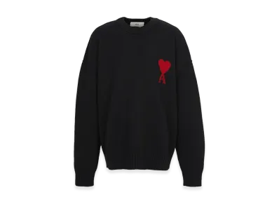 AMI PARIS De Coeur Crew Neck Sweater "Black/Red"