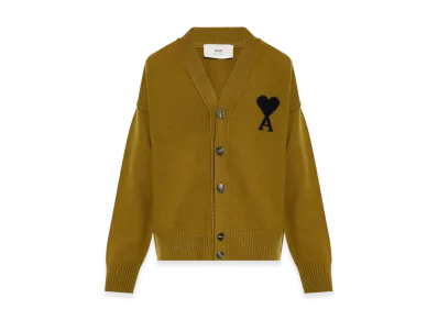 AMI PARIS Felt Cardigan "Bronze/Black"