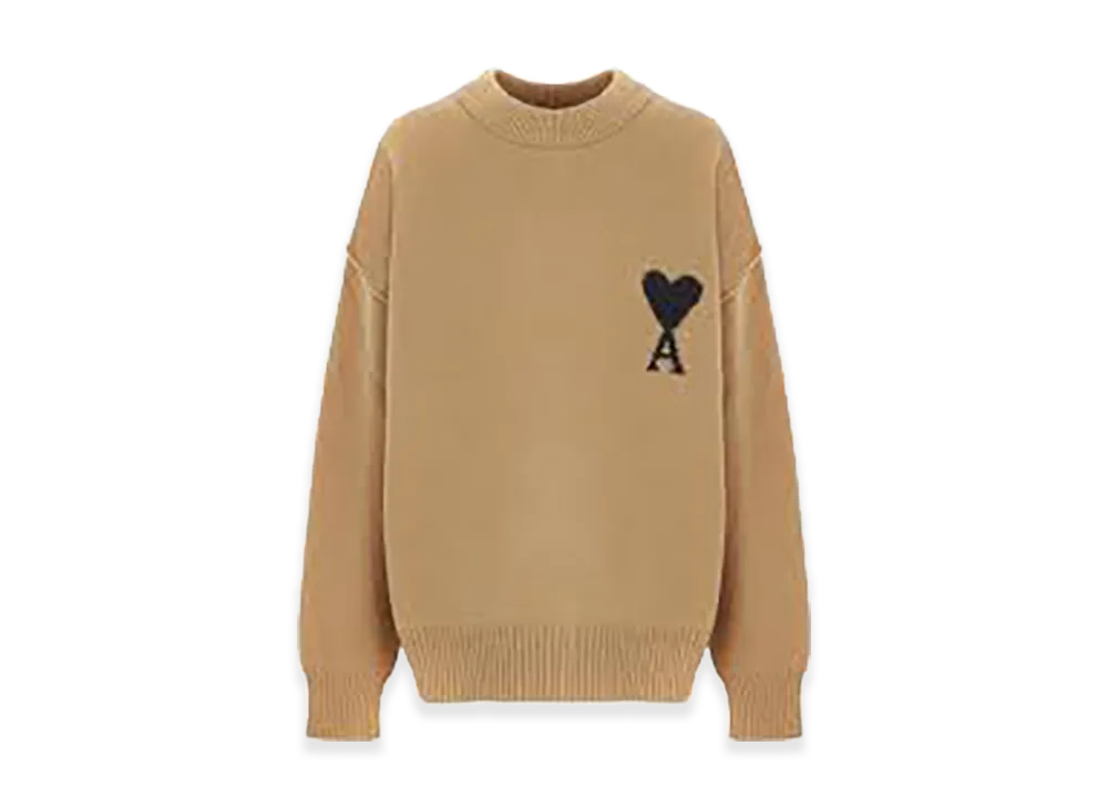 AMI PARIS Ami De Coeur Crew Neck Sweater "Camel/Black"